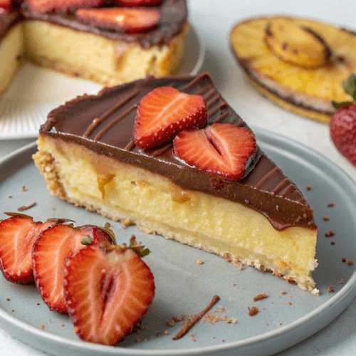 Boston Cream Pie with Grilled Pineapple & Strawberries