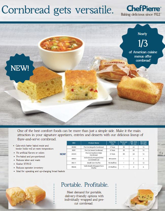 Chef Pierre<sup>&reg;</sup> Cornbread Sell Sheet