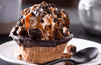 Caramel Chocolate Chip Brownie Cheesecake Sundae