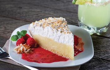 Coconut Cream Pie with Raspberry Margarita Coulis