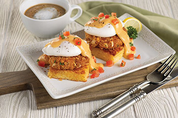Cornbread Creole Crab Cake Benedict
