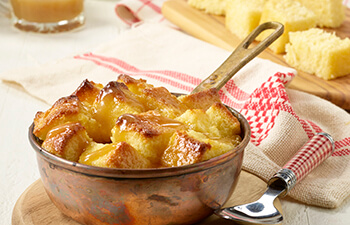 Cornbread Pudding with Caramel Rum Sauce