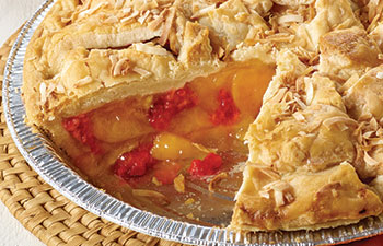 Coconut Crusted Raz-Peach Pie