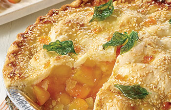 Sesame Crusted Ginger Peach Pie