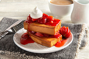 Drunken Strawberries Over Pound Cake French Toast