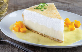 Key Lime Meringue Pie with Tequila Mango Crema