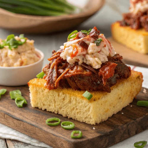 Open Face Cornbread Sandwich