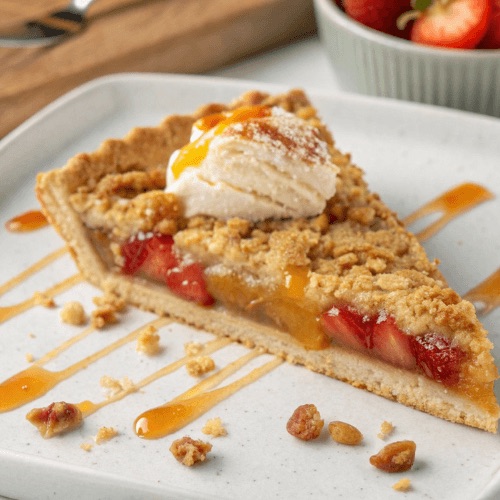 Strawberry Mango Pie ​with Hot Honey Crème Fraiche